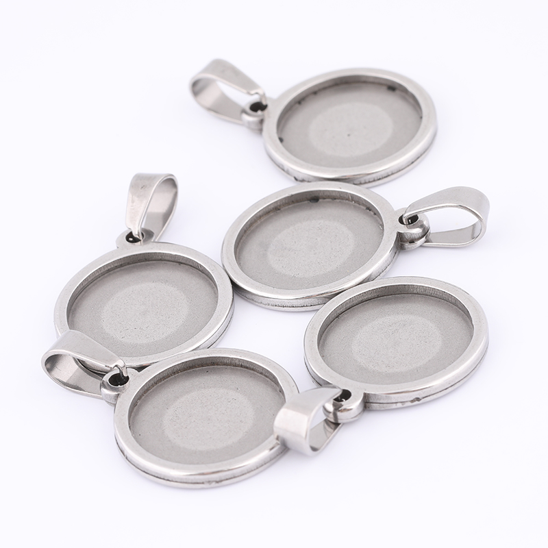 Bezels Set Pendant - 10 pçs 15mm redondo cabochão base