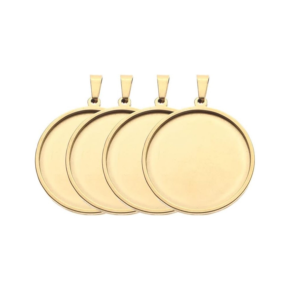 Aço inoxidável Rodada Cabochão - Bezels Set Pendant avaliação e preço