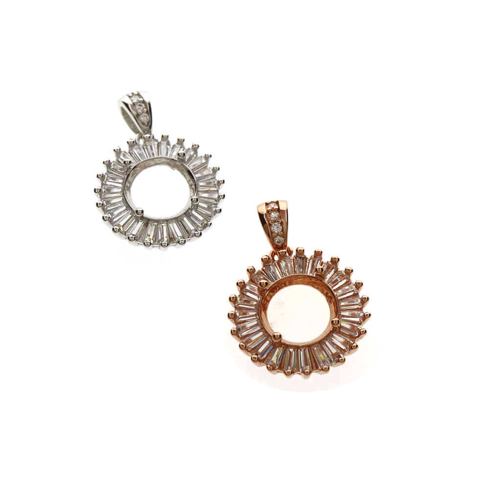 925 Sterling Silver Prong Pend - Bezels Set Pendant avaliação e preço