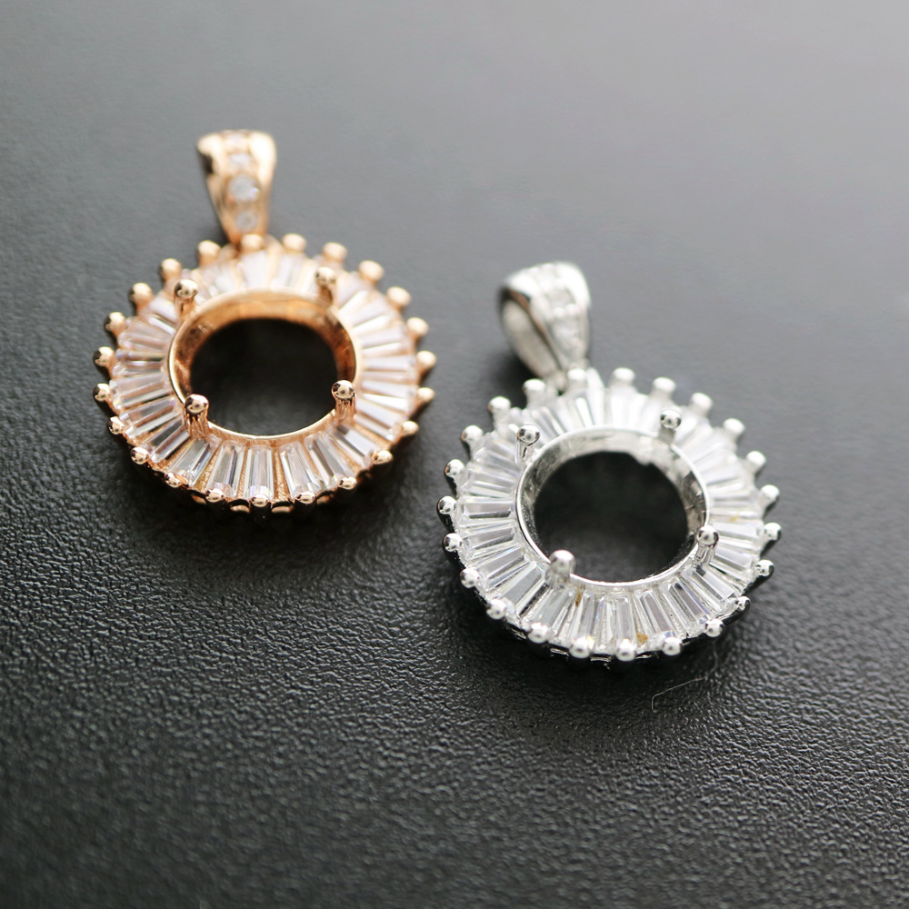 925 Sterling Silver Prong Pend - Bezels Set Pendant avaliação e preço