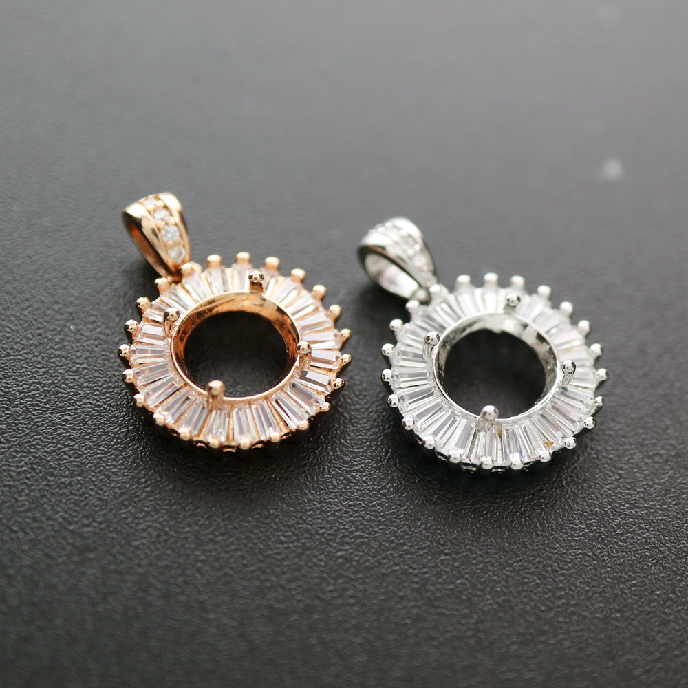 925 Sterling Silver Prong Pend - Bezels Set Pendant avaliação e preço